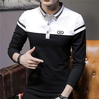Long-sleeve Two-tone Polo Shirt