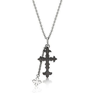 Black Kenny & Co. Logo Cross Pendant With Necklace(s) Ip Black - S