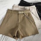 Set: Plain Shorts + Chain Detail Belt