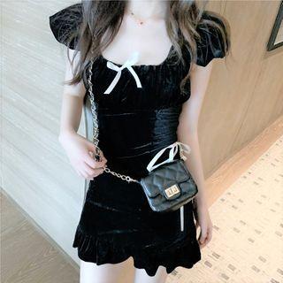 Cap-sleeve A-line Mini Sheath Dress