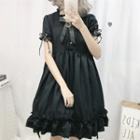 Long-sleeve / Short-sleeve Ruffled A-line Dress