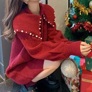 Beaded Collared Sweater Dress