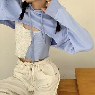 Cropped Drawstring Hoodie / Tank Top