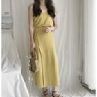 Set: Plain Camisole Top + High Waist Midi Skirt