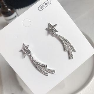 Rhinestone Shooting Star Drop Earring 1 Pair - Silver - One Size