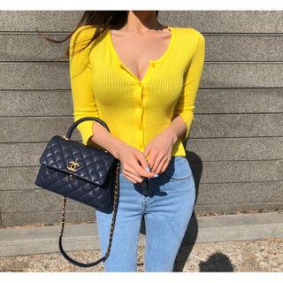 3/4-sleeve Dip-back Cardigan