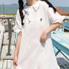 Picture-print Collared Short-sleeve Dress