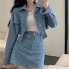 Cropped Shirt Jacket / Mini Pencil Skirt