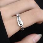 Lettering Sterling Silver Ring Silver - One Size