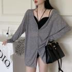 Long-sleeve Sheer Cardigan / Halter V-neck Camisole Top