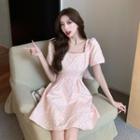 Square Neck Bow Mini A-line Dress