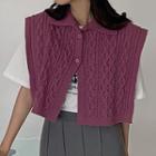 Cable-knit Collared Button-up Cape