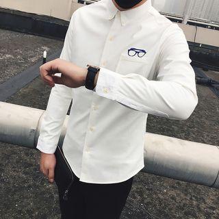 Glasses Detail Button Down Collar Shirt