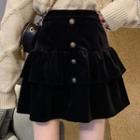 A-line Ruffle Mini Velvet Skirt