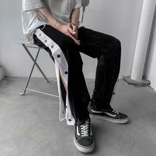 Side-button Straight Leg Pants