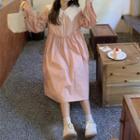 Puff-sleeve Ruffled Collared A-line Dress