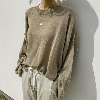 Oversized Lightweight Pointelle Sweater