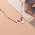 925 Sterling Silver Lettering & Star Pendant Necklace S925 - As Shown In Figure - One Size