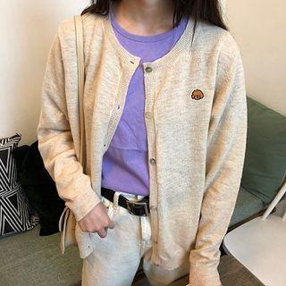 Embroidered Knit Long-sleeve Cardigan