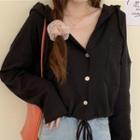 Hooded Button Drawstring Jacket