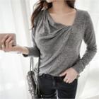 Long-sleeve Shirred T-shirt