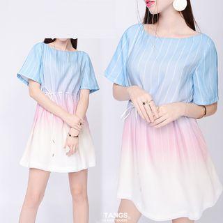 Striped Gradient Short-sleeve Dress