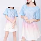 Striped Gradient Short-sleeve Dress