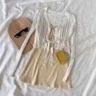 Plain Cardigan / Spaghetti Strap Dress / Set