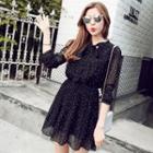 Dotted Long-sleeved Mini Dress