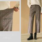 Houndstooth Wool Blend Wide-leg Dress Pants