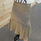 Ruffle-hem Glittered A-line Skirt