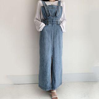 Slit-front Denim Maxi Jumper Dress