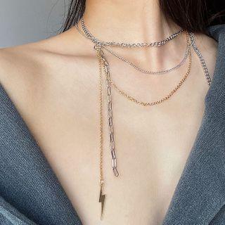 Layered Chain Necklace Silver & Gold - One Size