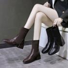 Chunky-heel Knit Panel Short Boots