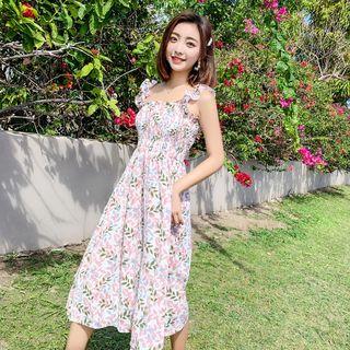 Sleeveless Floral-printed A-line Midi Dress As Shown In Figure - One Size