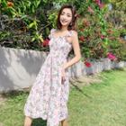 Sleeveless Floral-printed A-line Midi Dress As Shown In Figure - One Size