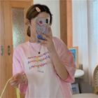 Elbow Sleeve Round-neck Printed T-shirt
