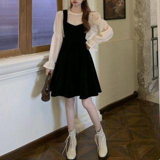 Balloon-sleeve Blouse / Sleeveless Dress / Set