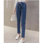 Seam Front Straight Cut Jeans With Sash
