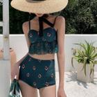 Set: Pattern Swim Top + Bottom + Cover-up Pants