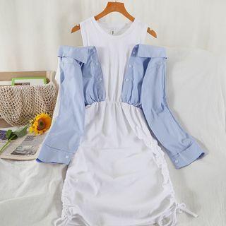 Mock Two-piece Cold-shoulder Dress