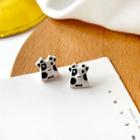 Cow Sterling Silver Stud Earring 1 Pair - Black & White - One Size