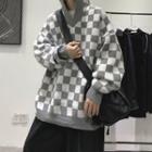 Checkered Knit Hoodie