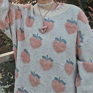 Peach Print Sweater Pink Peach - Light Gray - One Size