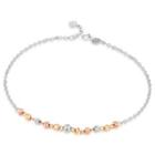 14k Italian Tri-color Yellow, Rose And White Gold Diamond-cut Beads Anklet (23.5cm), Women Jewelry In Gift Box