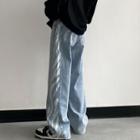 Elastic-waist Zebra Pattern Jeans