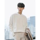 Cutout-neckline Pocket-front Sweatshirt