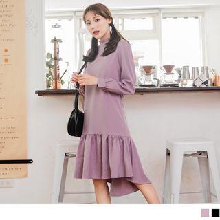 Frilled Trim Stand Collar Mermaid Dress