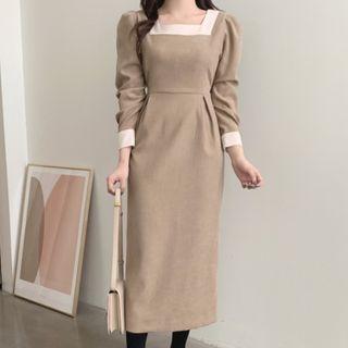 Color Block Square Neck Dress
