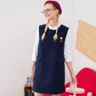 Brooch-accent Sleeveless Dress